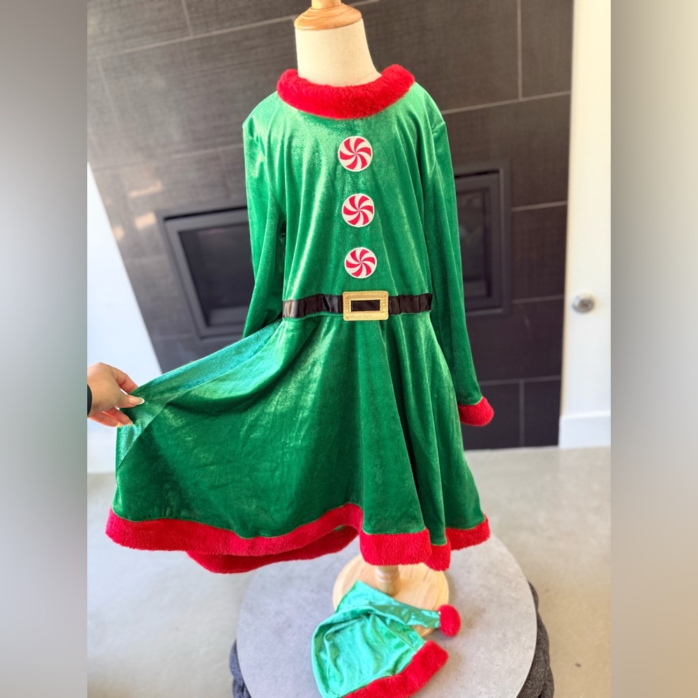 H&M Green and Red Holiday Elf Costume for Kids